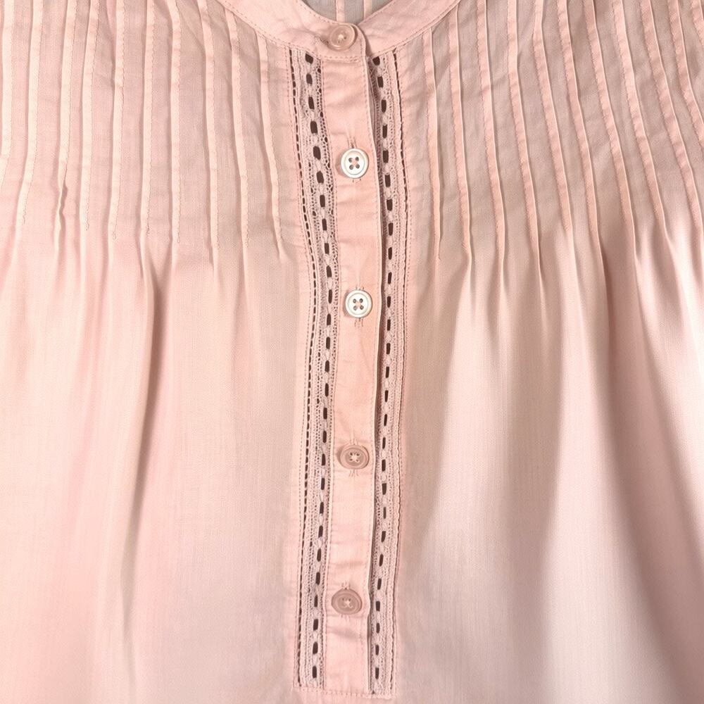 J.Crew Women's 100% Cotton Pintuck Lace Trim Top Ballet Slipper Pink Blouse - M - Picture 3 of 9